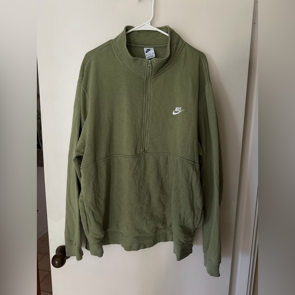 Nike Quarter Zip Pullover Green XXL Athleisure gym everyday casual workout